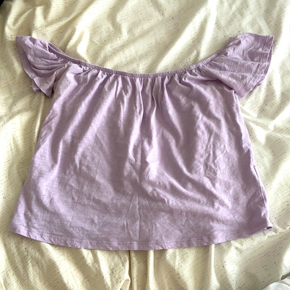 Garage Purple Crop Off the Shoulder Top